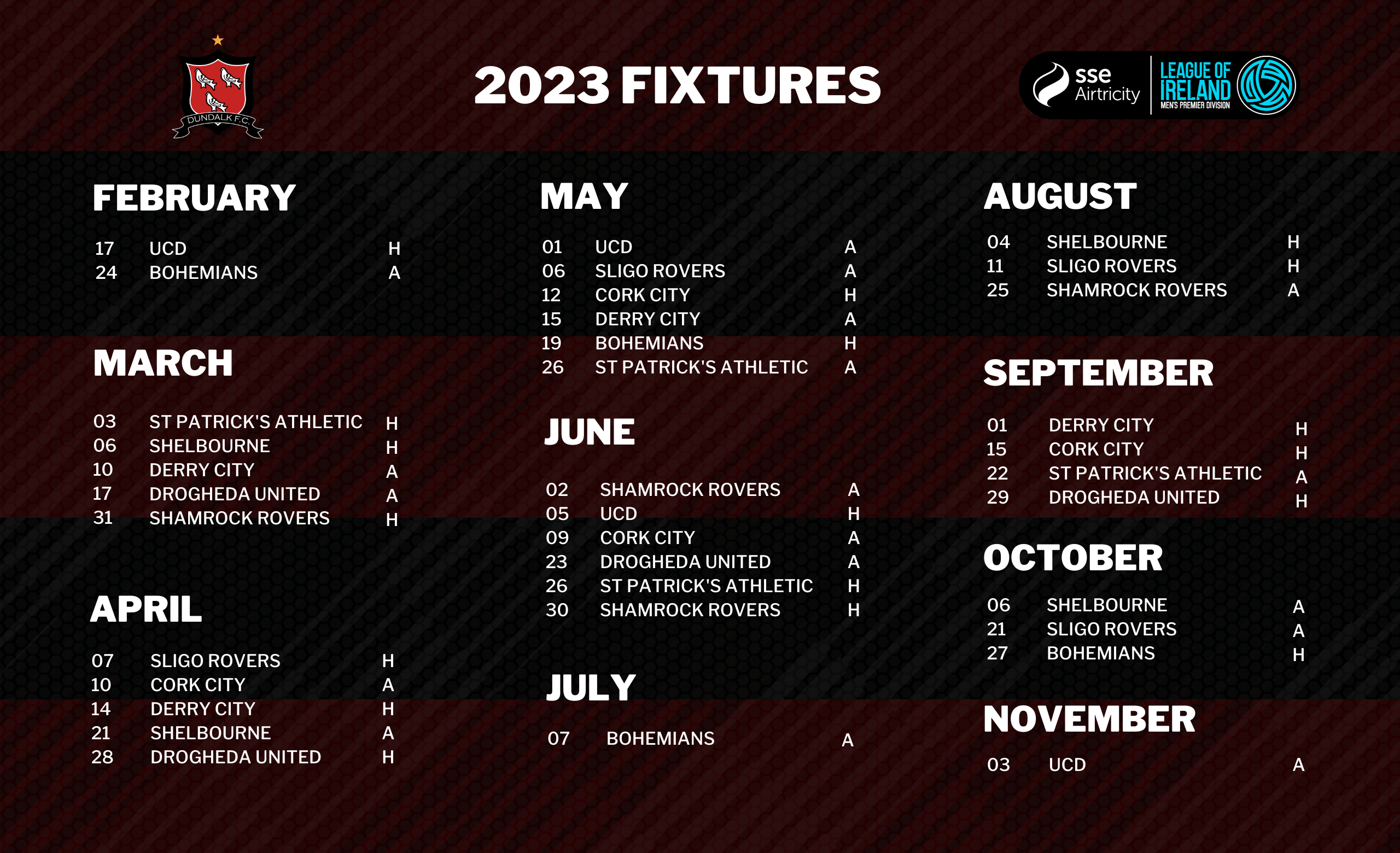 2023 FIXTURES RELEASED - Dundalk Football Club